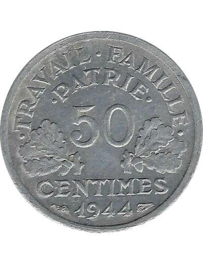 FRANCE 50 CENTIMES BAZOR 1944 B TTB+