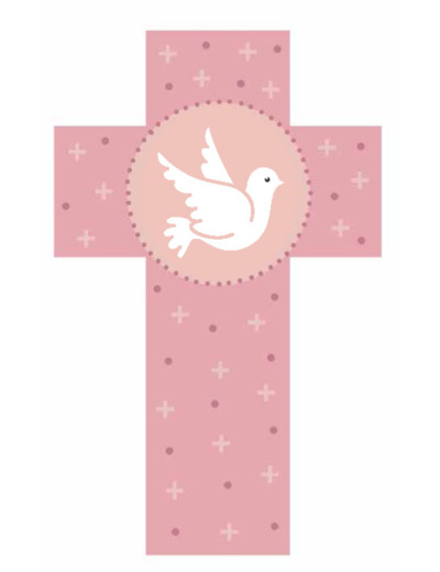 Croix Colombe rose 12cm