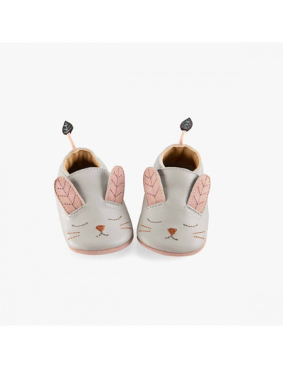 Chaussons en cuir lapin 6/12 mois Moulin Roty