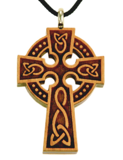 Croix en Bois d'Erable Vernis 3,5cm avec Cordon - CELTE