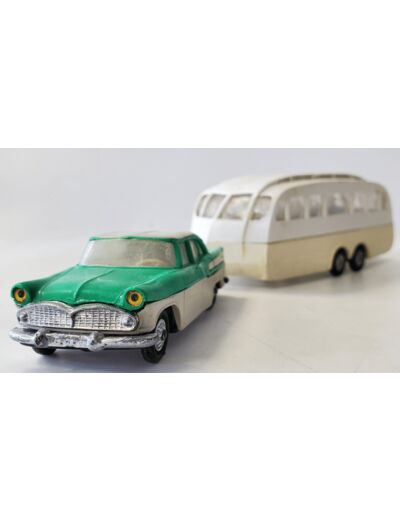 SIMCA CHAMBORD GRIS VERT ET CARAVANE HENON 2 TONS NOREV PLASTIQUE 1/43