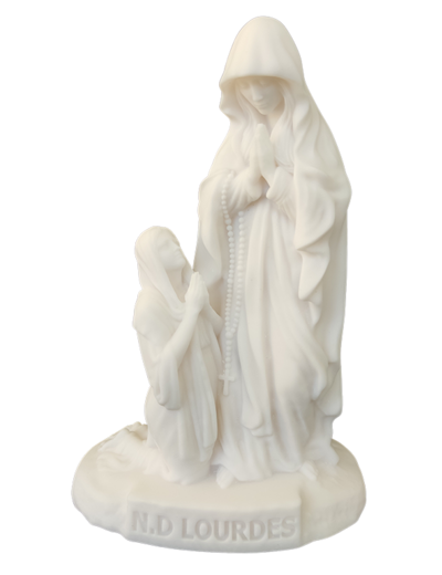 ND de Lourdes et Bernadette - Statue en Albaster 19cm - Blanc