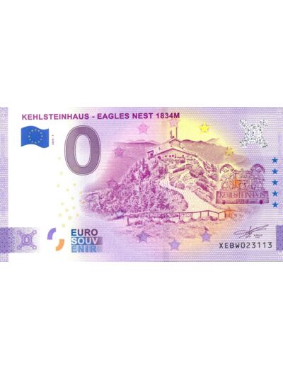 ALLEMAGNE 2020-1 KEHLSTEINHAUS EAGLES NEST ANNIVERSAIRE BILLET SOUVENIR 0 EURO