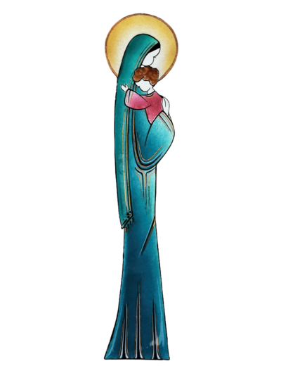 Notre Dame de la Route turquoise 37cm - EMAUX DU LIBAN