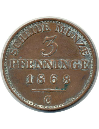 ALLEMAGNE PRUSSE 3 PFENNIG 1868 C TTB (W482)