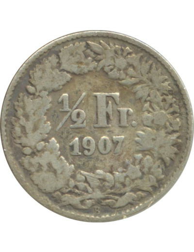 SUISSE 1/2 FRANC 1907 B TB+ N2