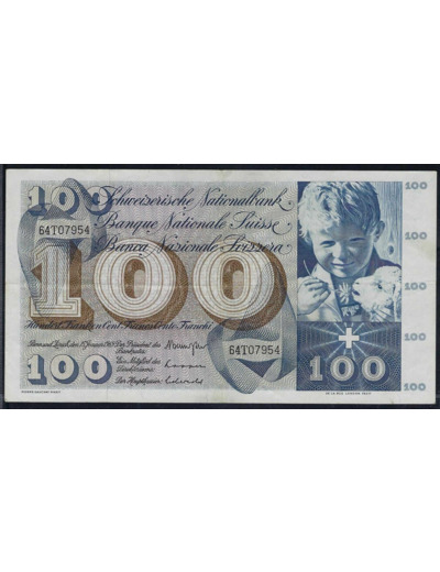 SUISSE 100 FRANCS FRANKEN 15-01-1969 SERIE 64T TTB