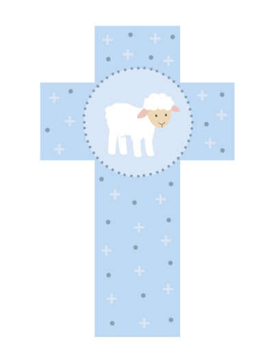 Croix Agneau bleue 12cm