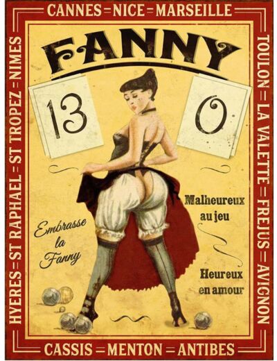 Plaque Métal "Embrasse la Fanny" - Accessoire Amusant pour la Pétanque