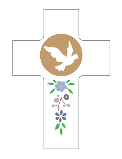 Croix - Saint Esprit, viens... - blanche 11x7,5cm