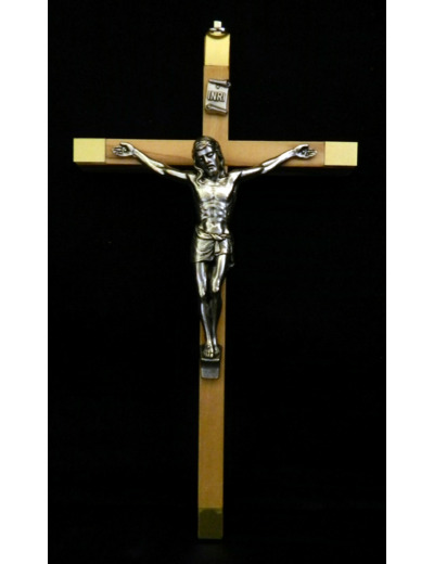 Crucifix OLIVIER 16,5cm- Christ métal argenté
