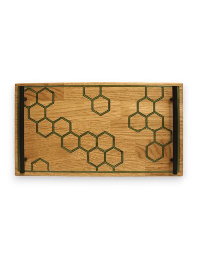 Hexagones - Plateau en bois et résine époxy