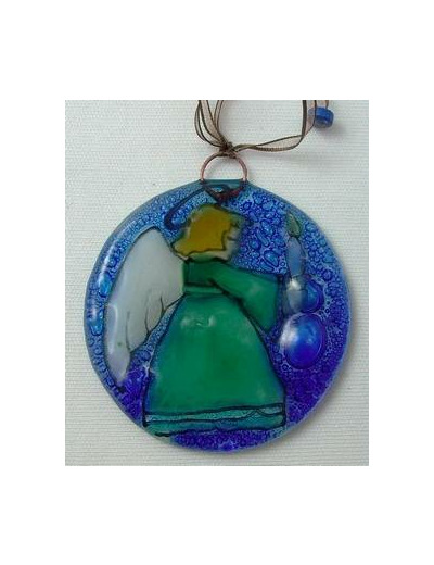 Médaillon verre diamètre 7cm- ANGE