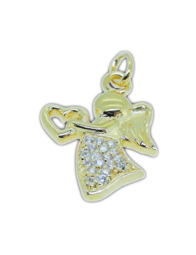 Pendentif en Plaqué Or - ANGE COEUR 20mm