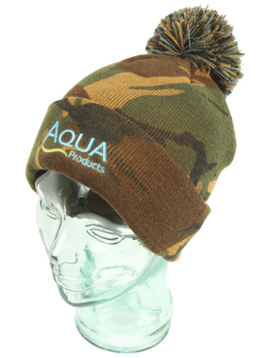 bonnet camo bobble hat aqua