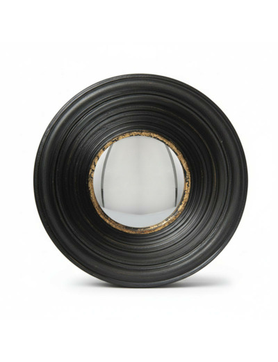 Miroir convexe rond noir doré vintage 19x7cm