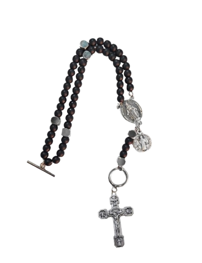 Bracelet chapelet de Combat 4mm. 2 Médailles + Livret - St Benoit