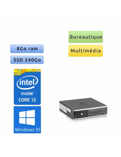 Hp 8300 Elite USDT - Windows 10 - i3 8Go 240Go SSD - PC Tour Bureautique Ordinateur