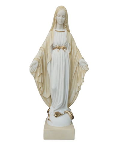Vierge Miraculeuse - Statue en Albaster 50cm - Beige et Or