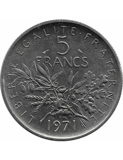 FRANCE 5 FRANCS SEMEUSE NICKEL 1971 SUP