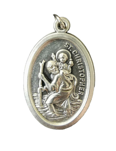 Médaille 22mm Ovale en métal argenté - CHRISTOPHE