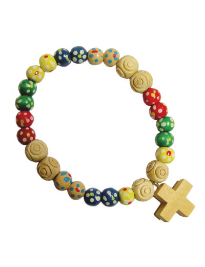 Bracelet en Bois Elastique FLEURS MISSIONNAIRE