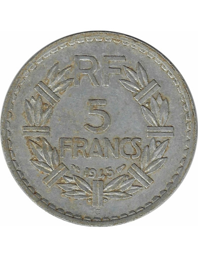 FRANCE 5 FRANCS LAVRILLIER Aluminium 1945 C TB+