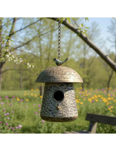 Nichoir champignon fer 19x19x86cm
