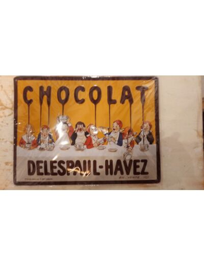 Plaque métal Chocolat Delespaul-Havez, 30 x 40 cm.