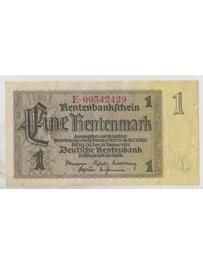 ALLEMAGNE 1 RENTENMARK  SERIE E 30 01 1937 SUP