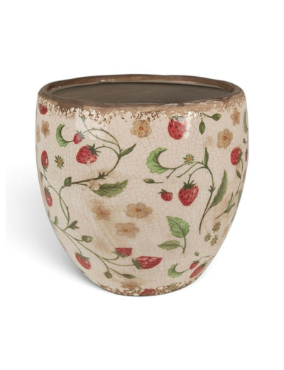 Pot de fleurs Fraises céramique 18x18x18cm
