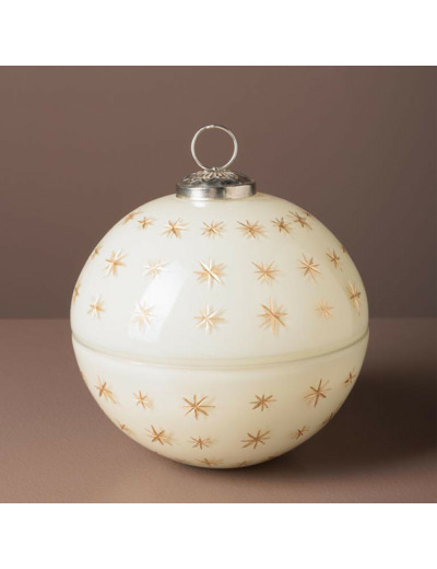 Bougie Boule étoilée 3 Mèches Verre 12cm