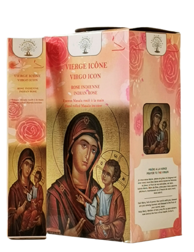 12 étuis de 12 bâtons d'Encens - Vierge Icône - Rose Indienne