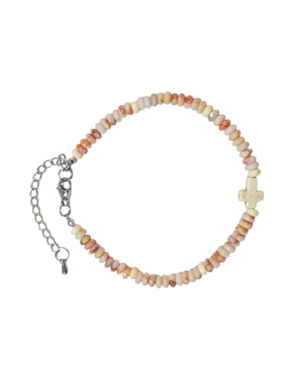 Bracelet 4mm en Pierre coloris Granit rouge, fermoir réglable