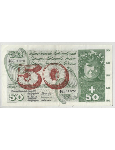 SUISSE 50 FRANCS FRANKEN 07 03 1973 SERIE 46 J 81870 TTB+