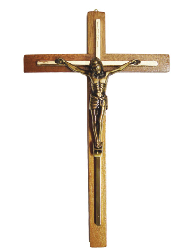 Crucifix en Bois 23cm et Christ en Métal Bronzé