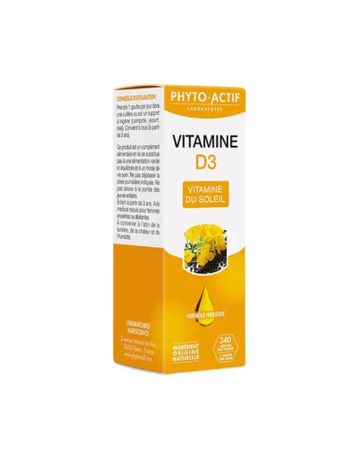 Vitamine D3 400UI (2000UI/5 gouttes/jour) Flacon compte gouttes 15ml