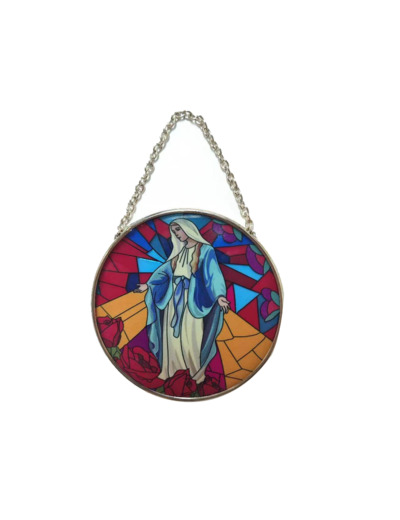 Vitrail Mural en verre D114mm, avec ventouse - MIRACULEUSE