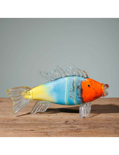 Statuette poisson allongé verre 17x31x6cm