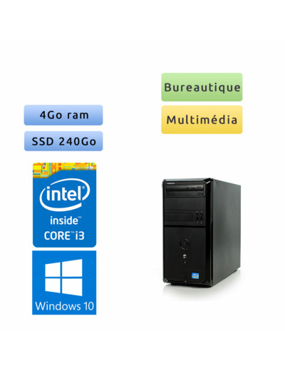 Dell Vostro 260 - Windows 10 - i3 4Go 240Go SSD - PC Tour Bureautique Ordinateur