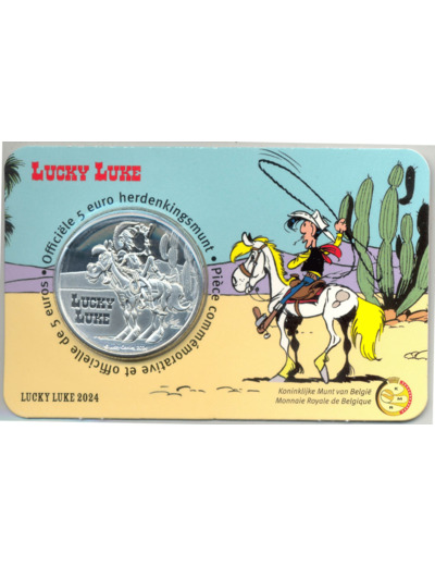 BELGIQUE 2024 5 EURO LUCKY LUKE RELIEF COINCARD