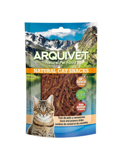 Lanières de canard et crevettes pour chats - 50g