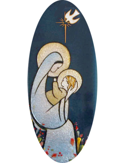 Vierge assise 13,3X6,7cm - EMAUX DU LIBAN