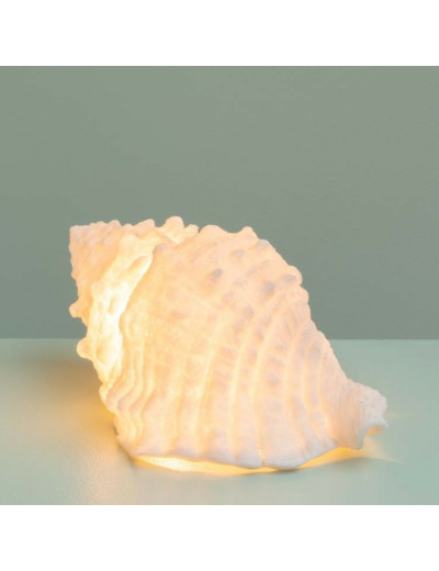 Lampe à poser coquillage blanc en résine 43x22x17cm
