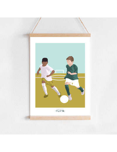 Affiche football "Les deux footballeurs"