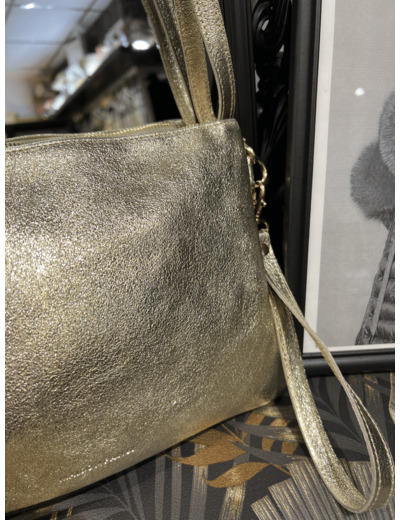 0324 Sac pochette cuir argent