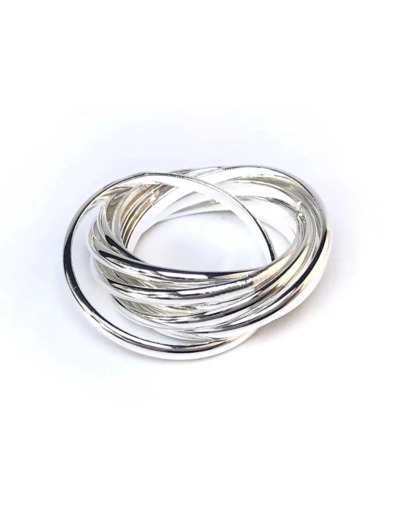 Bague Multi Anneau en Argent Rhodié