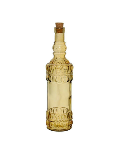 Bouteille carafe verre recyclé Ourea jaune 34x8x8cm