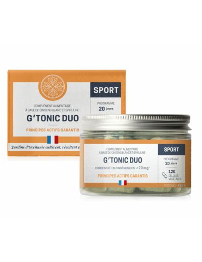 G'Tonic Duo-Ginseng et Spiruline-120 gélules-Jardins d'Occitanie