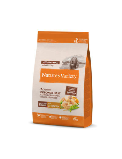 Nature Variety, HEALTHY GRAIN ADULT MED/MAXI POULET - 10KG